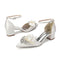 Women's Silk Satin With Closed Toe Ankle Strap Chunky Heel Evening Shoes With Bowknot & Rhinestone