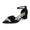 Women's Silk Satin With Closed Toe Ankle Strap Chunky Heel Evening Shoes With Bowknot & Rhinestone