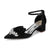 Women's Silk Satin With Closed Toe Ankle Strap Chunky Heel Evening Shoes With Bowknot & Rhinestone
