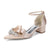 Women's Silk Satin With Closed Toe Ankle Strap Chunky Heel Evening Shoes With Bowknot & Rhinestone