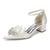 Women's Silk Satin With Closed Toe Ankle Strap Chunky Heel Evening Shoes With Bowknot & Rhinestone