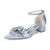 Women's Silk Satin With Closed Toe Ankle Strap Chunky Heel Evening Shoes With Bowknot & Rhinestone