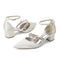 Women's  Silk Satin With Closed Toe Ankle Strap Chunky Heel Evening Shoes With Rhinestone