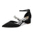 Women's  Silk Satin With Closed Toe Ankle Strap Chunky Heel Evening Shoes With Rhinestone