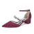 Women's  Silk Satin With Closed Toe Ankle Strap Chunky Heel Evening Shoes With Rhinestone