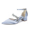 Women's  Silk Satin With Closed Toe Ankle Strap Chunky Heel Evening Shoes With Rhinestone