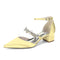 Women's  Silk Satin With Closed Toe Ankle Strap Chunky Heel Evening Shoes With Rhinestone