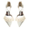 Women's Silk Satin With Closed Toe Ankle Strap Chunky Heel Evening Shoes With Beading