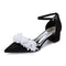 Women's Silk Satin With Closed Toe Ankle Strap Chunky Heel Evening Shoes With Beading