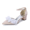 Women's Silk Satin With Closed Toe Ankle Strap Chunky Heel Evening Shoes With Beading