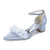 Women's Silk Satin With Closed Toe Ankle Strap Chunky Heel Evening Shoes With Beading