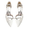 Women's Silk Satin With Closed Toe Ankle Strap Chunky Heel Evening Shoes With Rhinestone & Bowknot