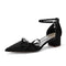 Women's Silk Satin With Closed Toe Ankle Strap Chunky Heel Evening Shoes With Rhinestone & Bowknot