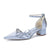 Women's Silk Satin With Closed Toe Ankle Strap Chunky Heel Evening Shoes With Rhinestone & Bowknot