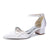 Women's Silk Satin With Closed Toe Ankle Strap Chunky Heel Evening Shoes With Rhinestone & Bowknot