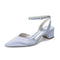 Women's Silk Satin With Closed Toe Ankle Strap Chunky Heel Evening Shoes