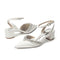 Women's Silk Satin With Closed Toe Ankle Strap Chunky Heel Evening Shoes With Rhinestone