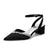 Women's Silk Satin With Closed Toe Ankle Strap Chunky Heel Evening Shoes With Rhinestone