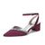 Women's Silk Satin With Closed Toe Ankle Strap Chunky Heel Evening Shoes With Rhinestone
