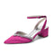 Women's Silk Satin With Closed Toe Ankle Strap Chunky Heel Evening Shoes With Rhinestone