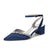 Women's Silk Satin With Closed Toe Ankle Strap Chunky Heel Evening Shoes With Rhinestone