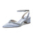 Women's Silk Satin With Closed Toe Ankle Strap Chunky Heel Evening Shoes With Rhinestone