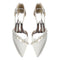 Women's Silk Satin With Closed Toe Ankle Strap Chunky Heel Evening Shoes With Pearl