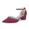 Women's Silk Satin With Closed Toe Ankle Strap Chunky Heel Evening Shoes With Pearl