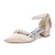 Women's Silk Satin With Closed Toe Ankle Strap Chunky Heel Evening Shoes With Pearl