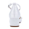 Women's Silk Satin With Closed Toe Ankle Strap Chunky Heel Evening Shoes With Pearl