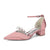 Women's Silk Satin With Closed Toe Ankle Strap Chunky Heel Evening Shoes With Pearl