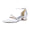 Women's Silk Satin With Closed Toe Ankle Strap Chunky Heel Evening Shoes With Pearl