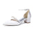 Women's Silk Satin With Closed Toe Ankle Strap Chunky Heel Evening Shoes With Pearl