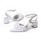 Women's Silk Satin With Closed Toe Ankle Strap Chunky Heel Evening Shoes With Beading
