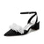 Women's Silk Satin With Closed Toe Ankle Strap Chunky Heel Evening Shoes With Beading