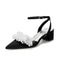 Women's Silk Satin With Closed Toe Ankle Strap Chunky Heel Evening Shoes With Beading