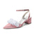 Women's Silk Satin With Closed Toe Ankle Strap Chunky Heel Evening Shoes With Beading
