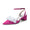 Women's Silk Satin With Closed Toe Ankle Strap Chunky Heel Evening Shoes With Beading