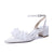 Women's Silk Satin With Closed Toe Ankle Strap Chunky Heel Evening Shoes With Beading