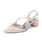 Women's Silk Satin With Closed Toe Ankle Strap Chunky Heel Evening Shoes With Pleats