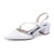 Women's Silk Satin With Closed Toe Ankle Strap Chunky Heel Evening Shoes With Pleats