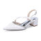 Women's Silk Satin With Closed Toe Ankle Strap Chunky Heel Evening Shoes With Pleats
