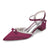 Women's Silk Satin With Closed Toe Ankle Strap Chunky Heel Evening Shoes With Rhinestone & Bowknot
