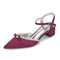 Women's Silk Satin With Closed Toe Ankle Strap Chunky Heel Evening Shoes With Rhinestone & Bowknot