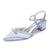 Women's Silk Satin With Closed Toe Ankle Strap Chunky Heel Evening Shoes With Rhinestone & Bowknot