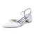 Women's Silk Satin With Closed Toe Ankle Strap Chunky Heel Evening Shoes With Rhinestone & Bowknot