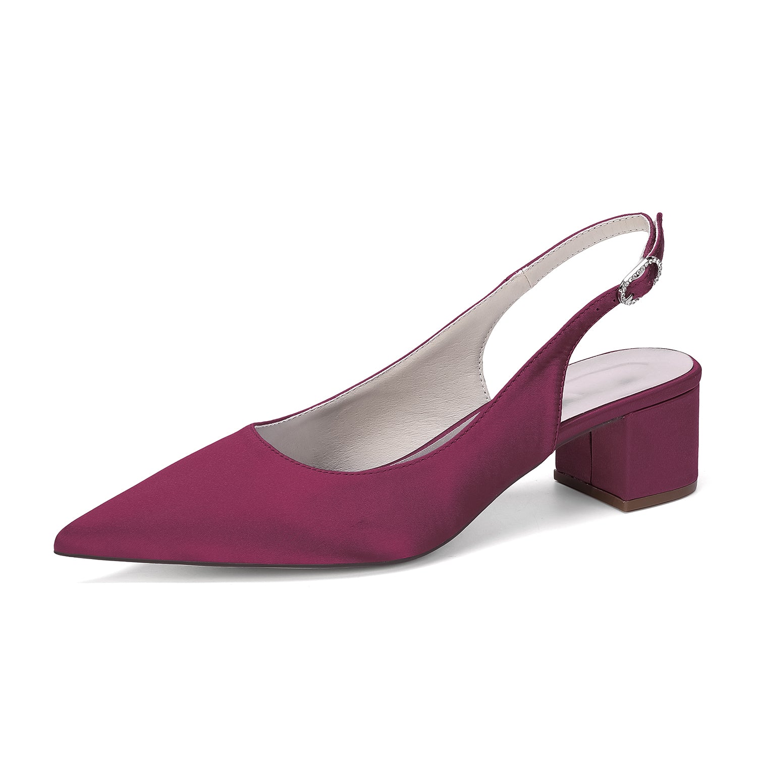 Women's Silk Satin With Closed Toe Ankle Strap Chunky Heel Evening Shoes