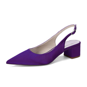 Women's Silk Satin With Closed Toe Ankle Strap Chunky Heel Evening Shoes