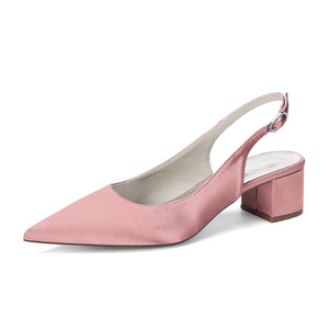 Women's Silk Satin With Closed Toe Ankle Strap Chunky Heel Evening Shoes