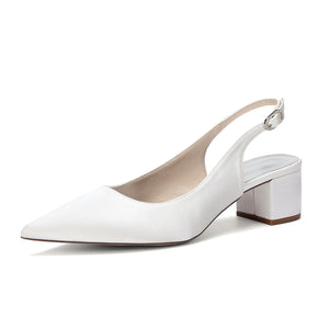 Women's Silk Satin With Closed Toe Ankle Strap Chunky Heel Evening Shoes
